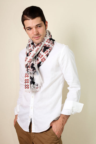 Men's Brown Check Soft Cotton Fashion Scarf - Anika Dali