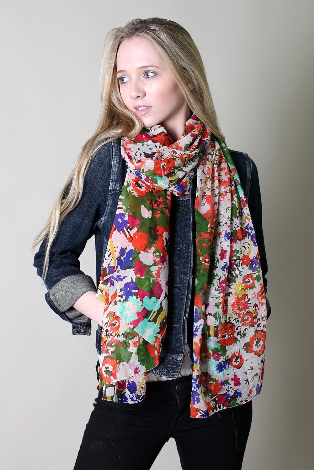 Women's Emma Chiffon Floral Scarves - Anika Dali